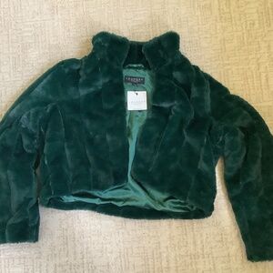 NWT Laundry by Shelli Segal Plush emerald green Shrug jacket